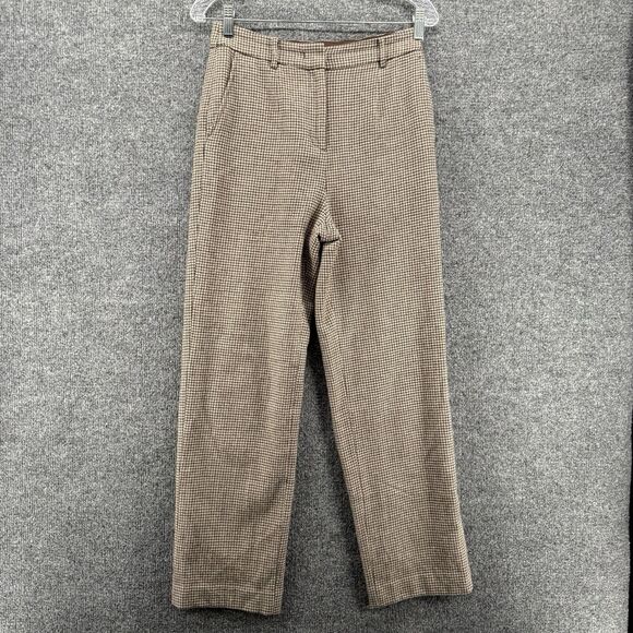 Goelia Dress Pants Womens 6 Brown Wool Mid Rise Wide Leg Office Ladies Career - Picture 1 of 10